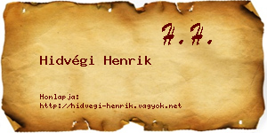 Hidvégi Henrik névjegykártya